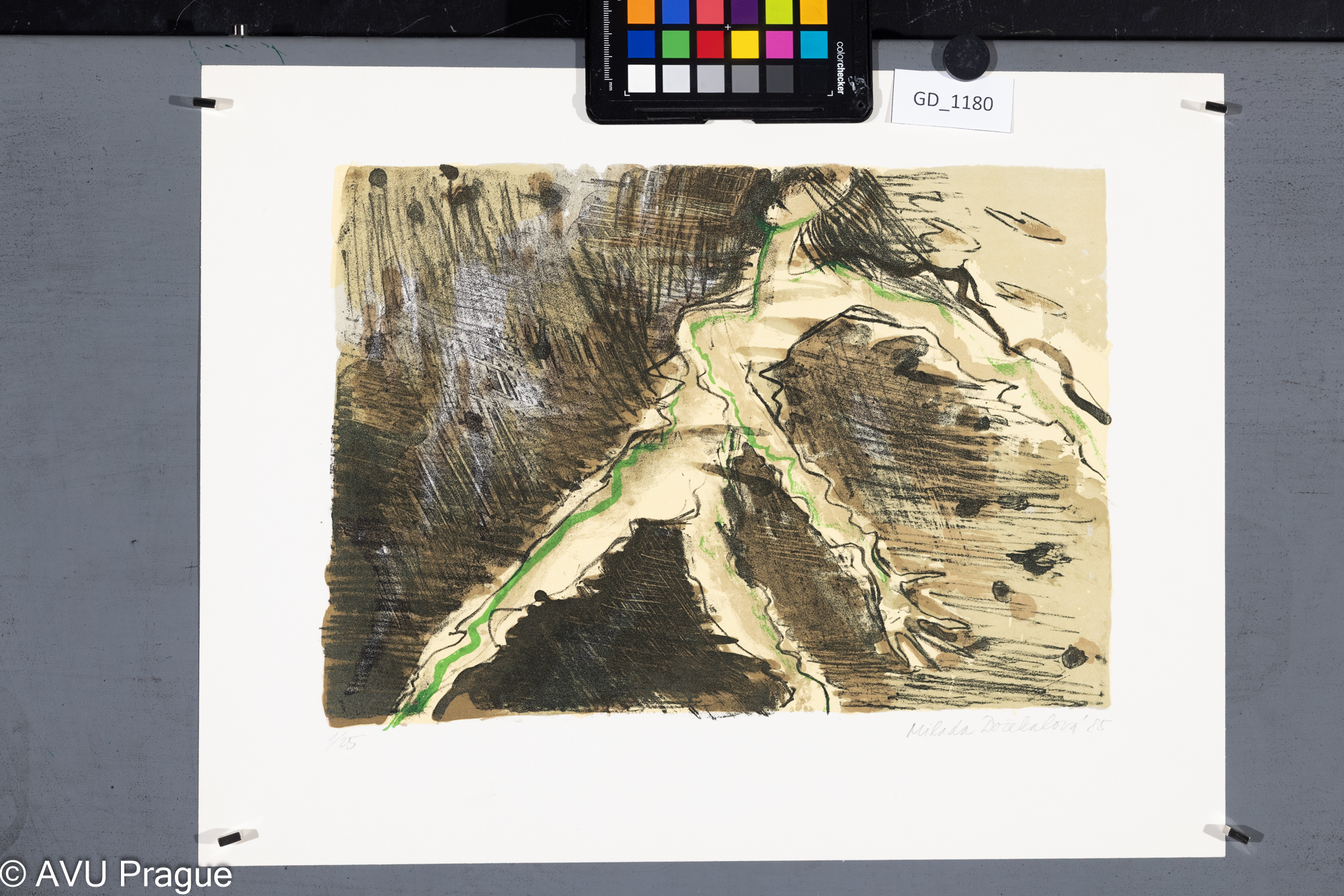 Milada Dočekalová, Postava, 1985, Litografie - čtyři barvy, 24,4 x 34,4, 34,5 x 44,9, Čepelák