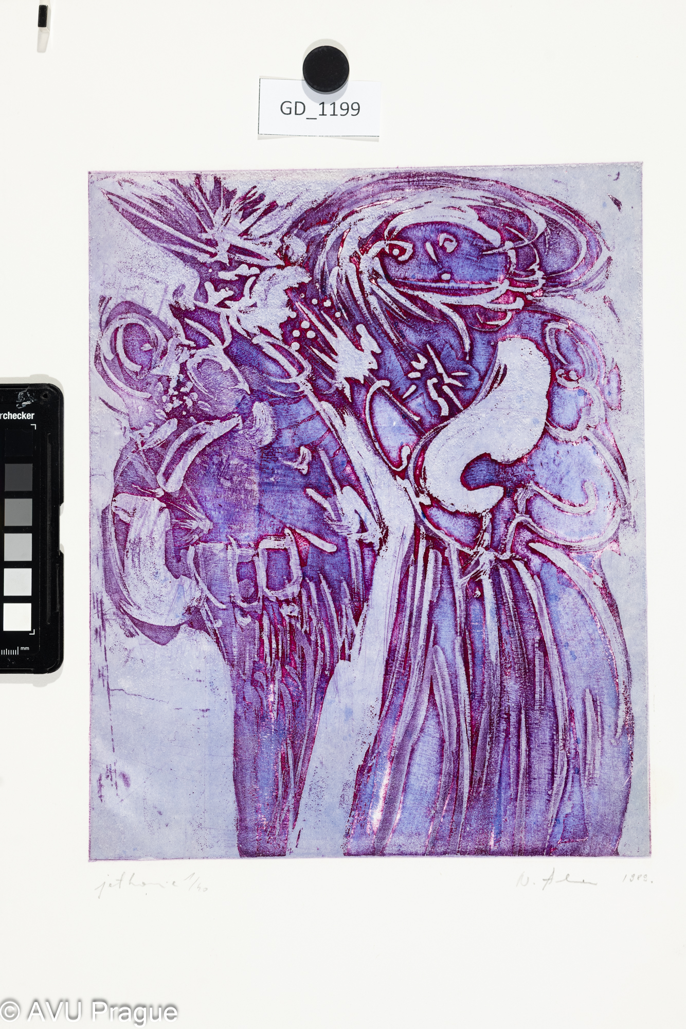 Neverka Arbamas, Figurativní  kompozice, 1989, Akvatinta, 29,7 x 24,49,2 x 35,2,