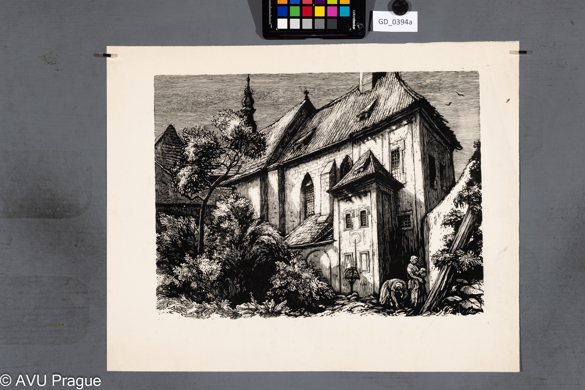 Žánrový výjev s kostelíkem